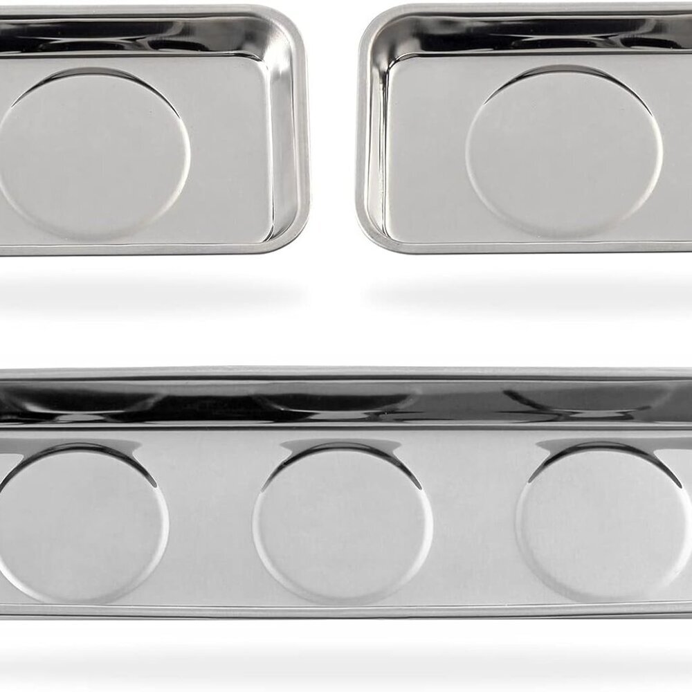 3 Pieces Magnetic Trays Set Stainless Steel Magnet Tool Tray Parts Holder for Sc